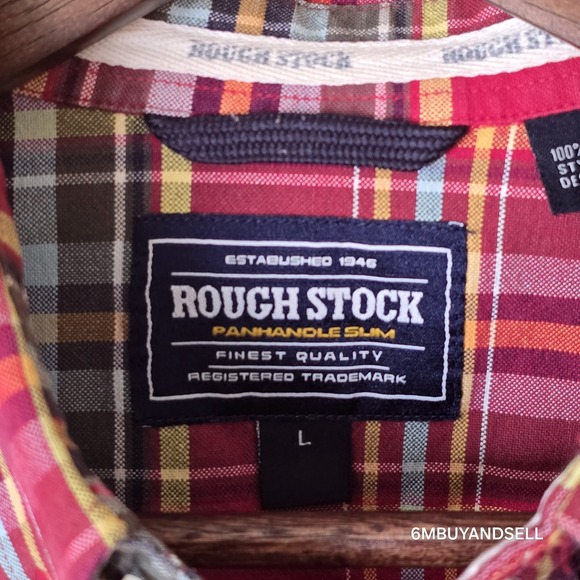 Rough Stock Panhandle Slim Mens Plaid Western Cowboy Shirt Large‎ Colorful - Picture 10 of 11